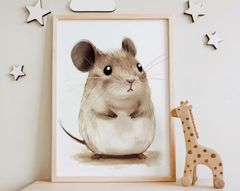 Field Mouse Nursery Print: Woodland Animal Art, Baby Room Decor