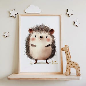 Igel Poster | Waldtier Wand Kunst | Babyzimmer Dekor | Neutrales Gender-Kinderzimmer Poster | Süße Waldtier Illustration