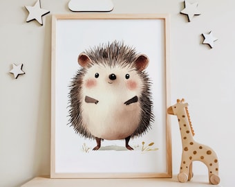Hedgehog Nursery Print | Cute Woodland Animal Poster