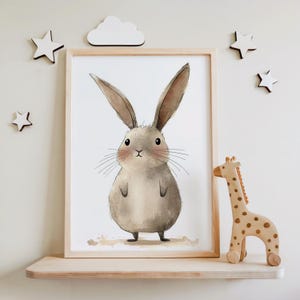 Bunny Nursery Print: Watercolor Woodland Animal Art