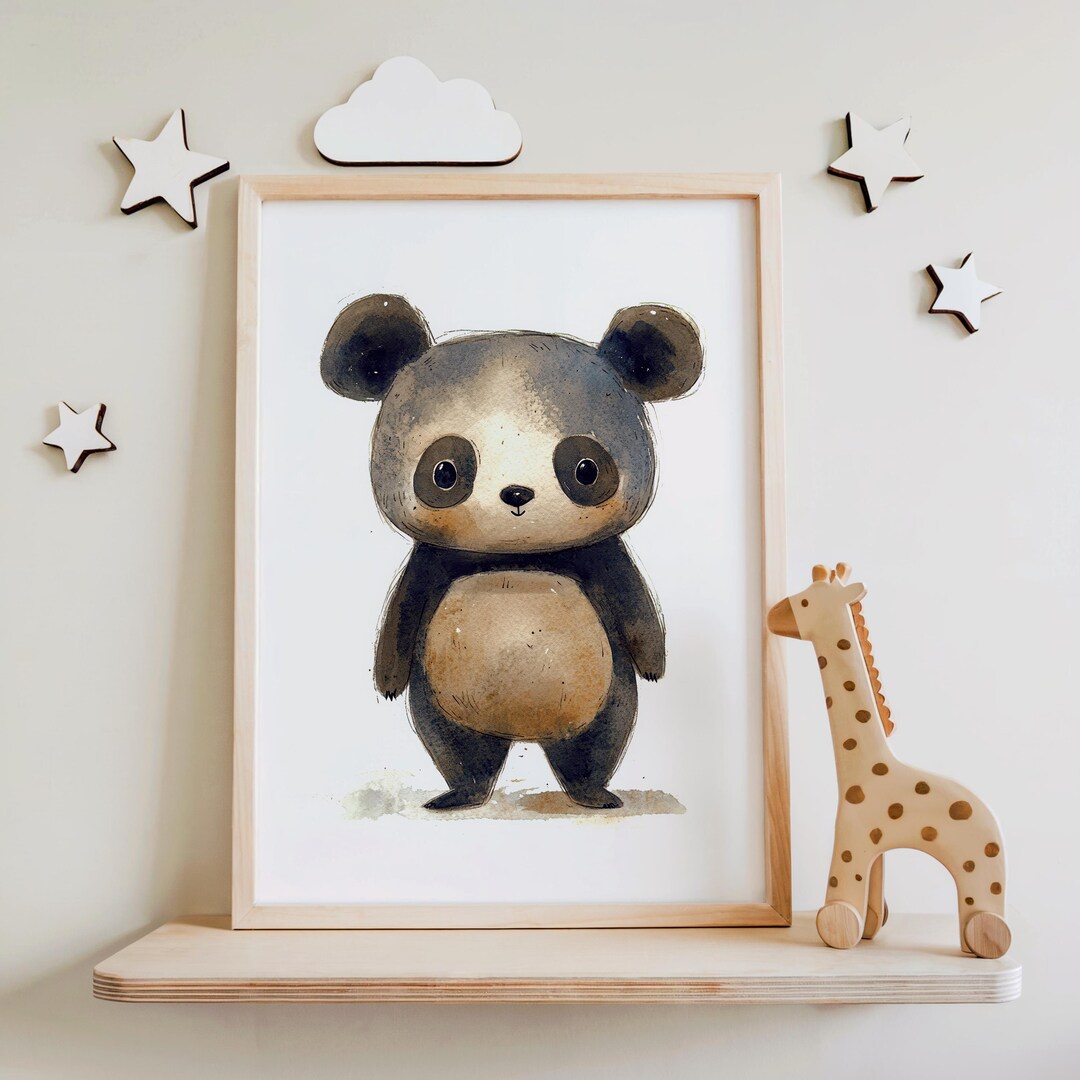 Cute Panda Nursery Print | Watercolor Animal Wall Art - Etsy