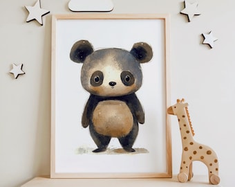 Cute Panda Nursery Print | Watercolor Animal Wall Art