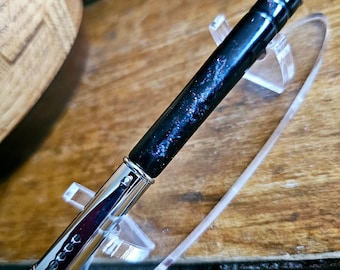 Tiny Giant Ballpoint Pen Black Red/Silver Shimmer Post Cap