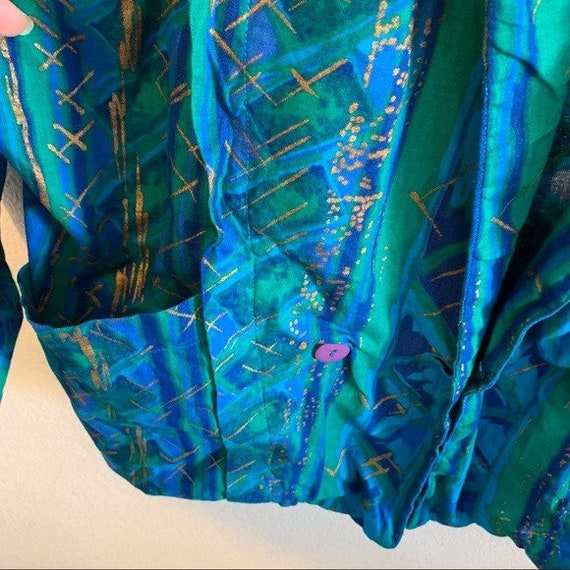 Vintage Turquoise Abstract Print Cotton Jacket - image 8