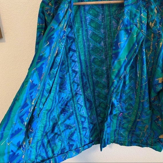 Vintage Turquoise Abstract Print Cotton Jacket - image 7