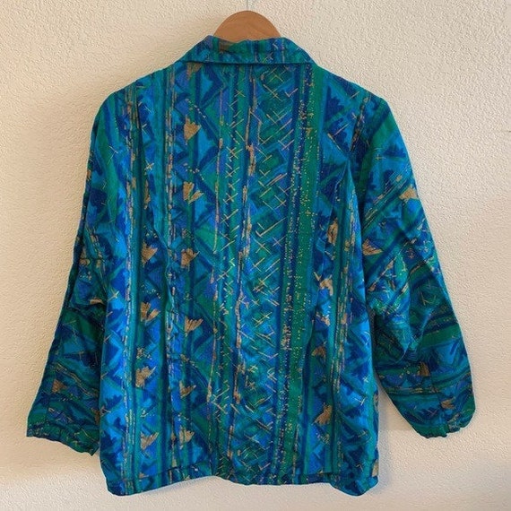 Vintage Turquoise Abstract Print Cotton Jacket - image 2