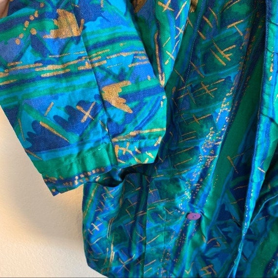 Vintage Turquoise Abstract Print Cotton Jacket - image 9