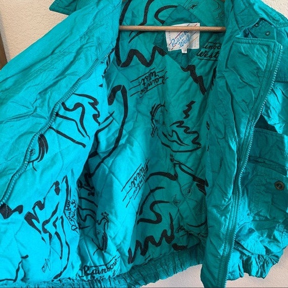 Rainbow West Turquoise Vintage Jacket / Size Larg… - image 2