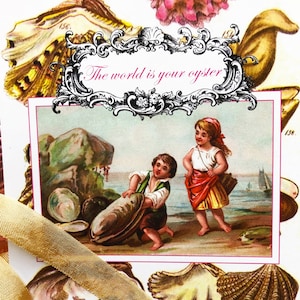 Send Oceans of Love! &quot;The World is Your Oyster&quot; 5x7 Keepsake Single Panel Card with V-flap Envelopes — Single or Sets of 5 and 10