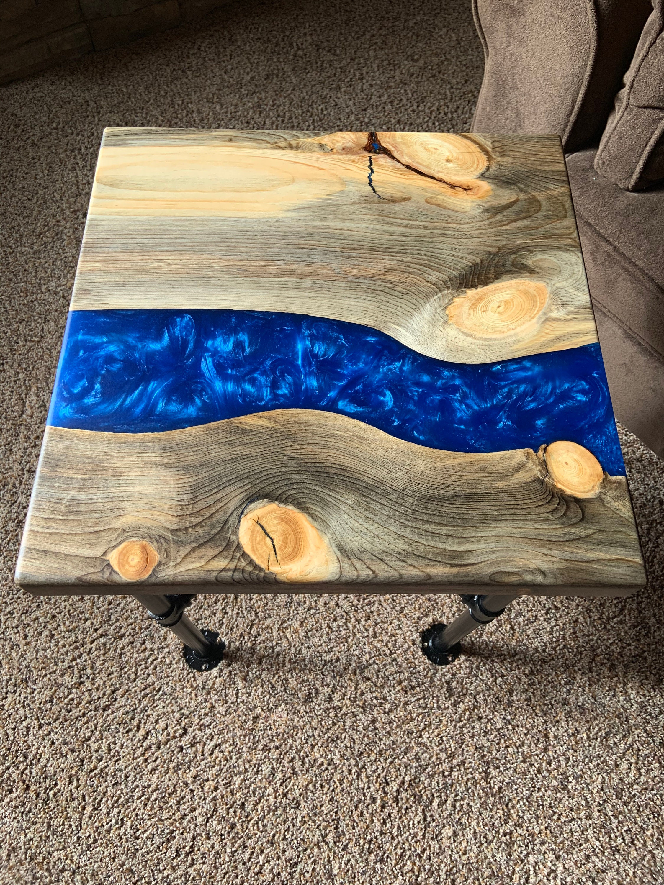 Blue Epoxy End Table Etsy