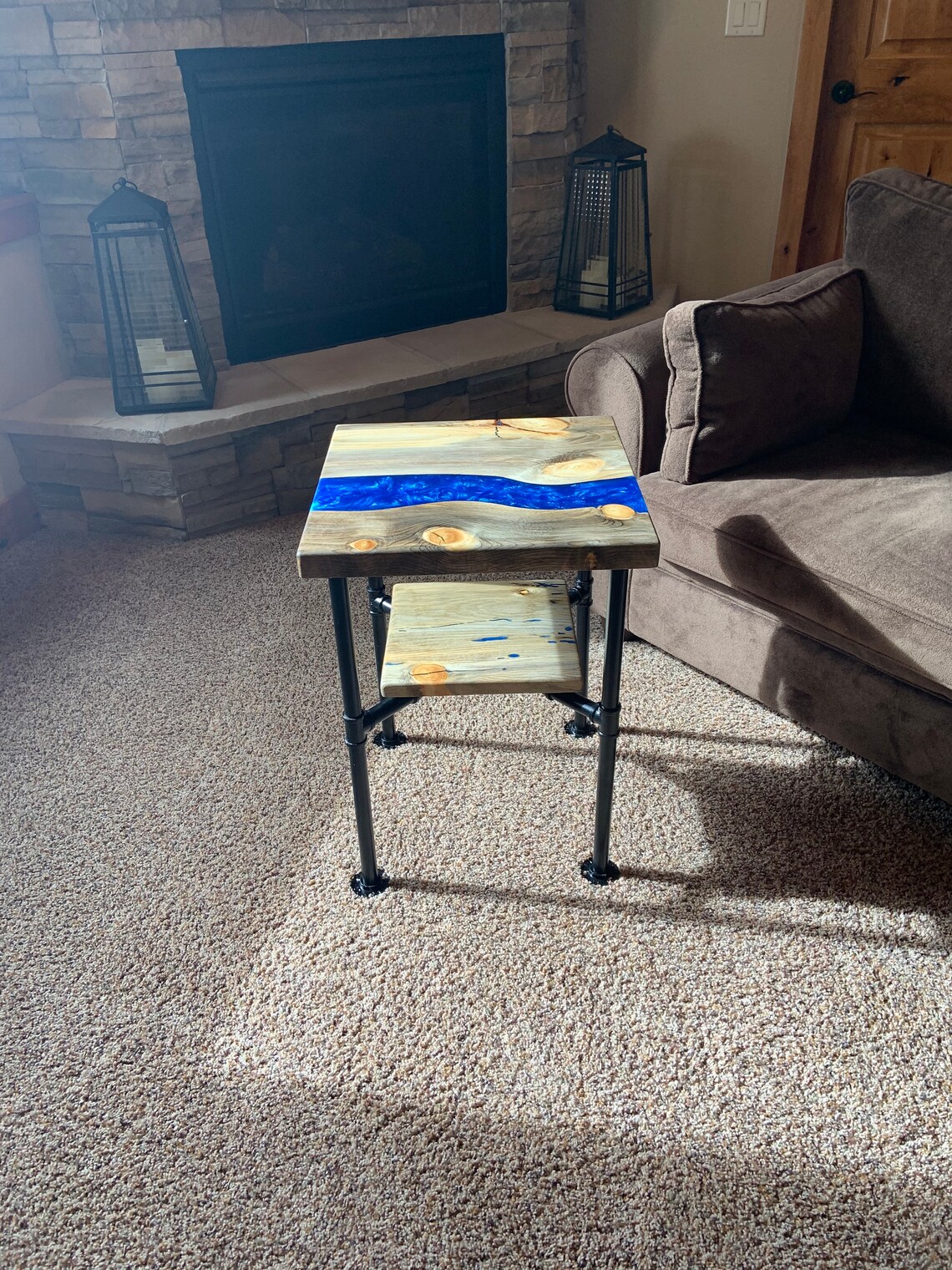 Blue Epoxy End Table Etsy