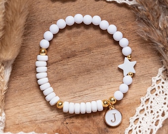 Bracelet personalized with initial, personalized bracelet, bracelet with initial, pearl bracelet with letter pendant, initial bracelet