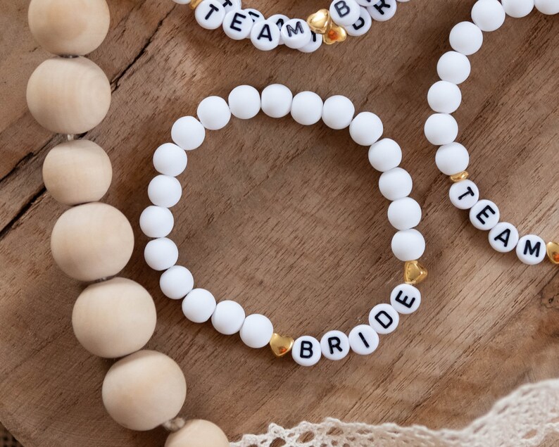 JGA bracelets, Team Bride, Bride, bracelets set bachelorette party, bracelet JGA, white image 2