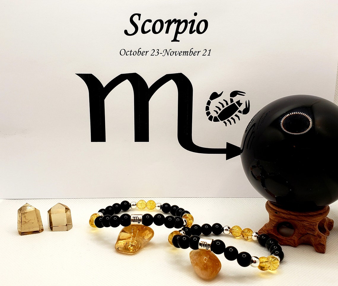 Gemstones for Scorpio Black Obsidian and Citrine healing Etsy