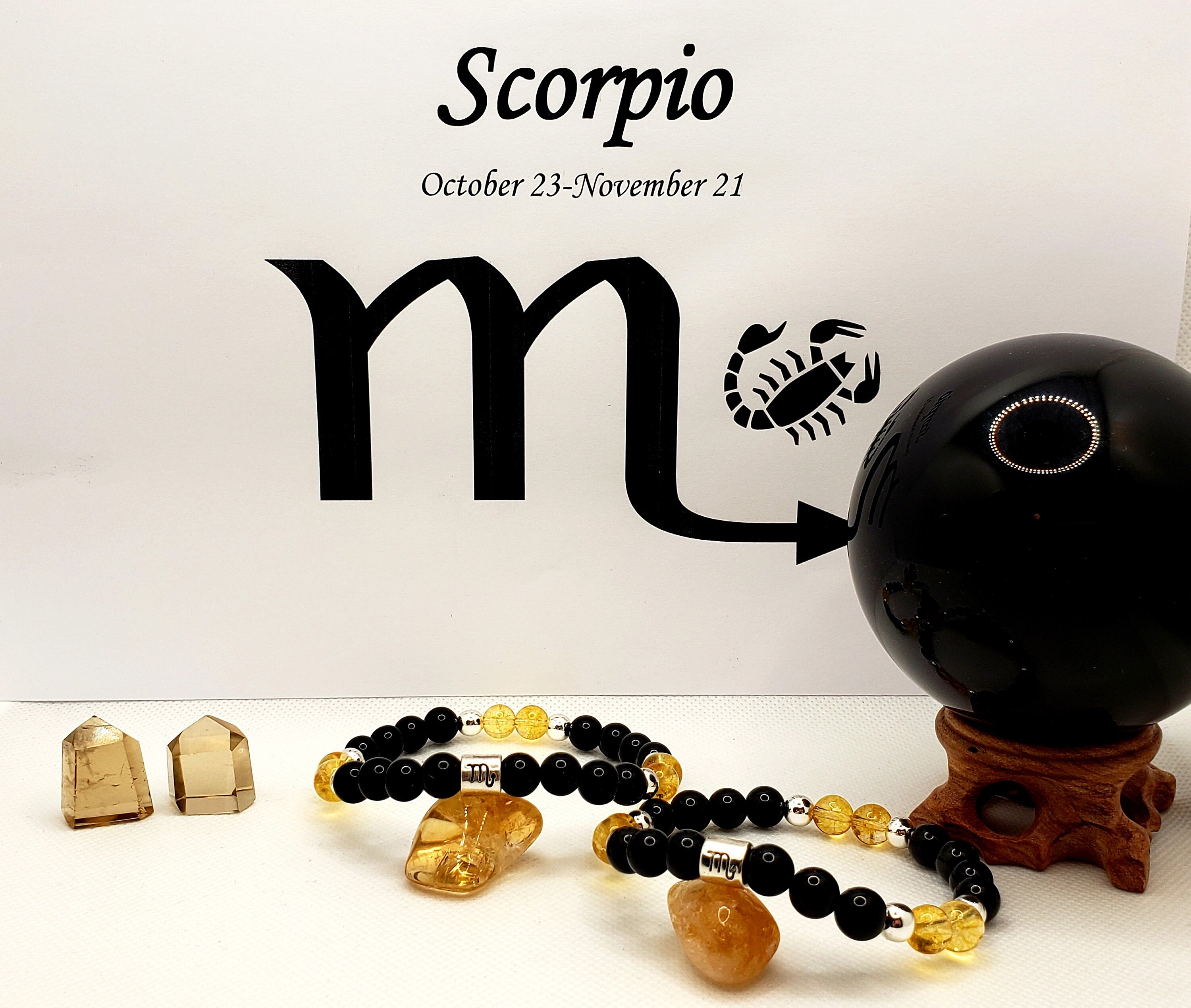 Gemstones for Scorpio Obsidian and Citrine Gemstone Bracelet. Etsy UK