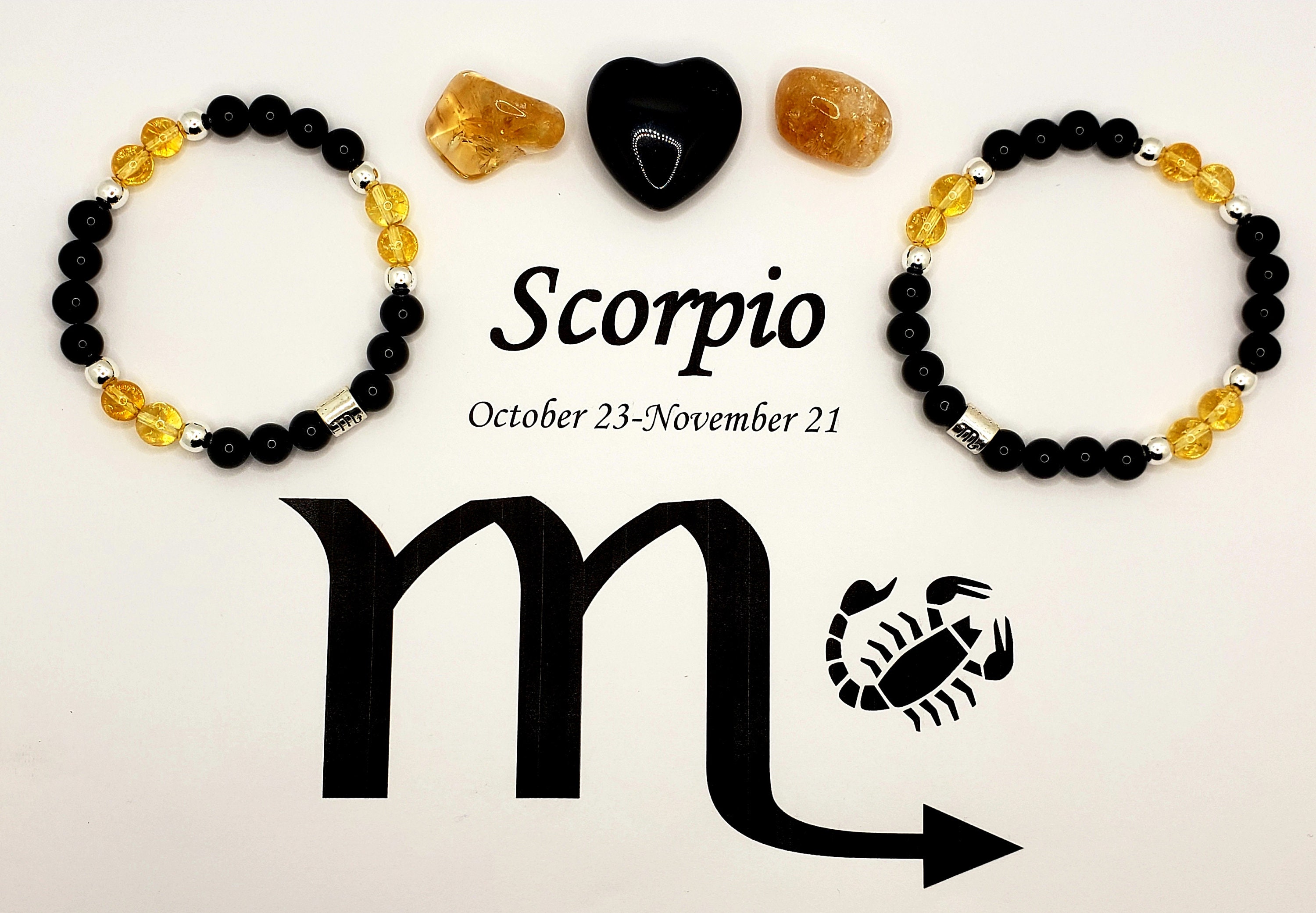 Gemstones for Scorpio Black Obsidian and Citrine healing Etsy