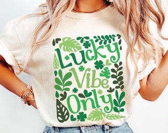 Cute St Patricks Comfort Colors Shirt, Lucky Vibes Shirt, Retro Shamrock Shirt, St Paddys Day Shirt, Irish Shirt, Shamrock Tee, Clover Shirt