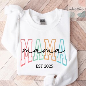 Personalized Mama Sweatshirt, Est Mama Sweatshirt, Pregnancy Reveal, Gift for Mom, New Mom Sweater, Mother’s Day Gift, Custom Mom Sweatshirt