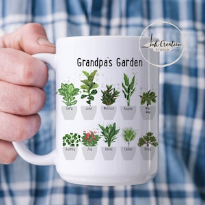 Personalized Grandpa&#39;s Garden Mug, Plant Lovers garden gift, Custom Family Names, Special Grandkids Names Gift for Grandpa