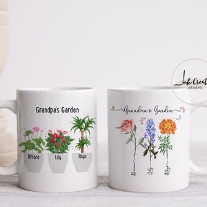 Personalized Grandpa&#39;s Garden Mug, Plant Lovers garden gift, Custom Family Names, Special Grandkids Names Gift for Grandpa