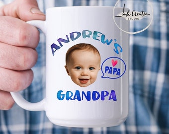 Custom Baby Face Mug for Grandpa, Personalized Baby Photo Gift Mug, Mug for New Grandpa, Custom Grandpa Mug, Funny Father's Day Gift 2022