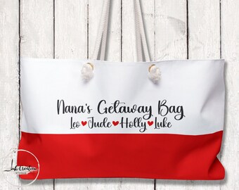 Grandma Gift Bag, Grandma Tote Bag, Grandmas Getaway Bag, Personalized Grandma Nana Bag, Custom Nana Gigi Gift, Grandma Mothers Day Gift