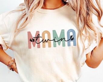Comfort Colors Twin Mama Shirt, First Time Twin Mom Tee, Twin Pregnancy Shirt, Mom of Twins Shirt, New Twin Mom Gift, Twin Baby Shower Gift