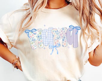 Comfort Colors Mama Bow Shirt, Cute Mom Shirt, Bow Mom Shirt, Retro Mama Shirt, Trendy Mama Shirts, New Mom Shirt Gift, Baby Shower Gift