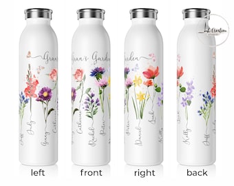 Grandma's Garden Tumbler With Grandkids Names, Family Name Birth Flowers Personalized Tumbler, Unique Christmas Gift for Grandma, Nana gift
