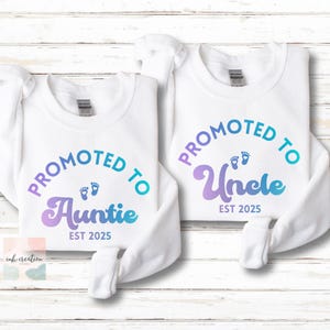 Promoted to Auntie, Promoted to Uncle, New Aunt New Uncle Shirt, Baby Announcement, Pregnancy Reveal, Aunt Uncle Announcement, Est. 2025