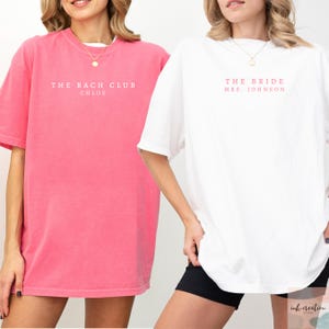 The Bach Club Shirt, Bride and Bach Comfort Colors Shirt, Custom Bachelorette Party Shirts, Bridesmaid Shirts, Bridesmaid Proposal Gifts afbeelding 4