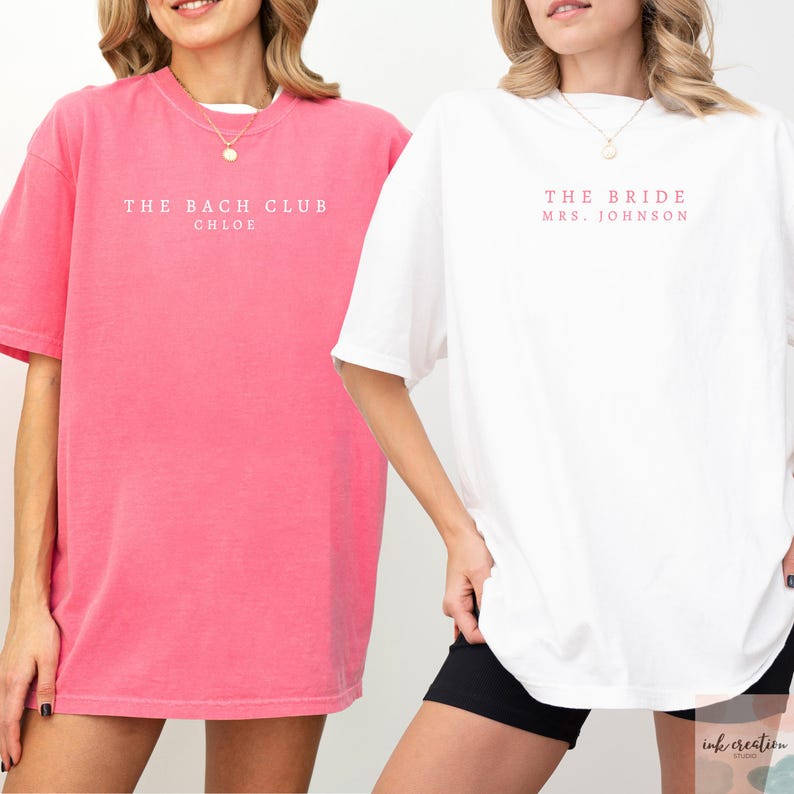 The Bach Club Shirt, Bride and Bach Comfort Colors Shirt, Custom Bachelorette Party Shirts, Bridesmaid Shirts, Bridesmaid Proposal Gifts afbeelding 4