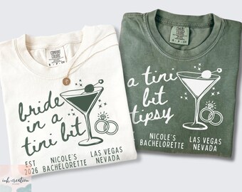 Martini Bachelorette Party Comfort Colors® Shirts, Bride in a Tini Bit Shirt, Custom Martini Bach Party Shirt, Martini Bridal Party Shirt