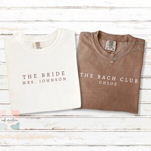 The Bach Club Shirt, Bride and Bach Comfort Colors Shirt, Custom Bachelorette Party Shirts, Bridesmaid Shirts, Bridesmaid Proposal Gifts afbeelding 3
