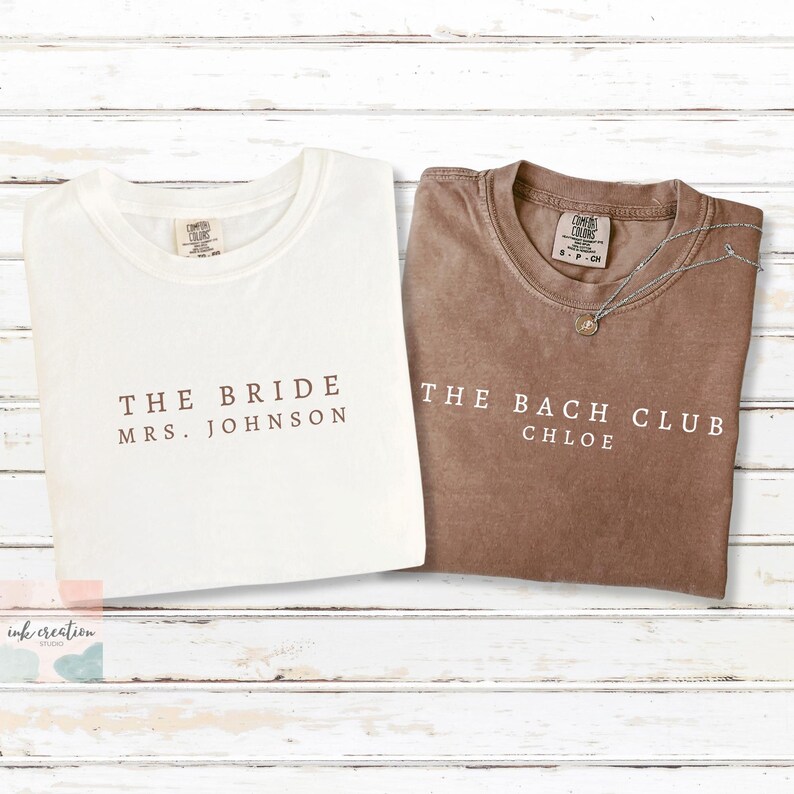 The Bach Club Shirt, Bride and Bach Comfort Colors Shirt, Custom Bachelorette Party Shirts, Bridesmaid Shirts, Bridesmaid Proposal Gifts afbeelding 3