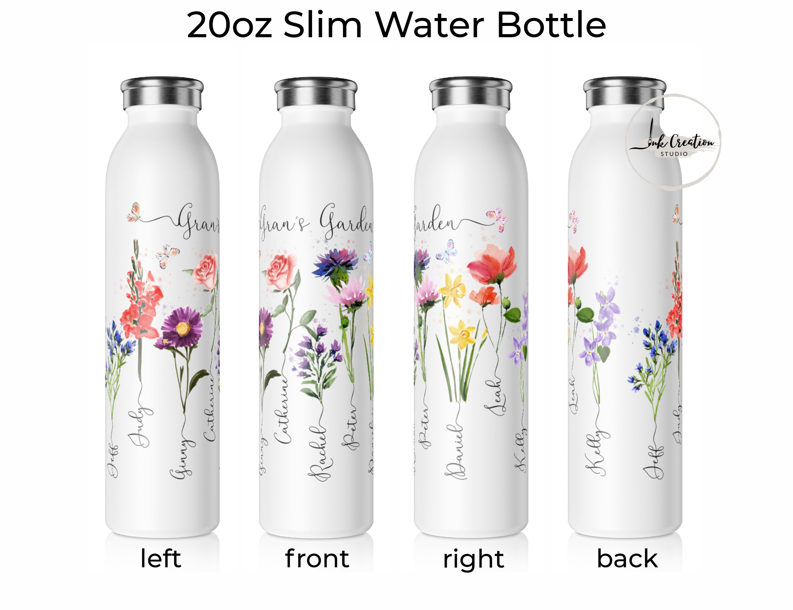 Grandma Vase Personalized With Kids Name Water Bottle Tumblers -  LemonsAreBlue