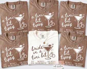 Martini Bachelorette Party Comfort Colors® Shirts, Bride in a Tini Bit Shirt, Custom Martini Bach Party Shirt, Martini Bridal Party Shirt