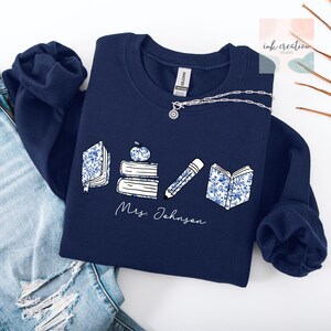 Teacher Book Sweatshirt, Custom Teacher Name Sweatshirt, Teacher Name Sweater, Back to School Sweater, Teacher Team Sweatshirt, Teacher Gift