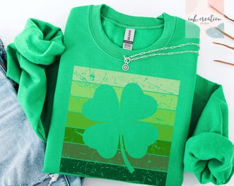 Retro Shamrock Sweatshirt, Cute St Patricks Day Sweatshirt, St Paddys Day Sweater, Irish Sweatshirt, Shamrock Crewneck, Clover Sweatshirt