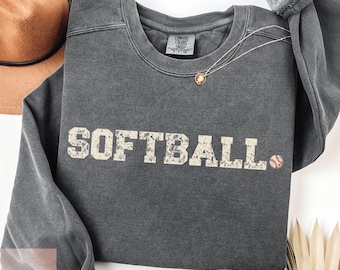 Softball Comfort Colors Sweatshirt, Softball Mom Sweatshirt, Softball Dad, Softball Fan Sweater, Softball Game Day, Softball Crewneck