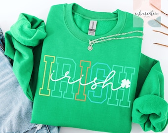 Irish Shamrock Sweatshirt, Cute St Patricks Day Sweatshirt, Irish Crewneck, Saint Patricks Day Sweater, Womens St Paddys Day, Lucky Sweater