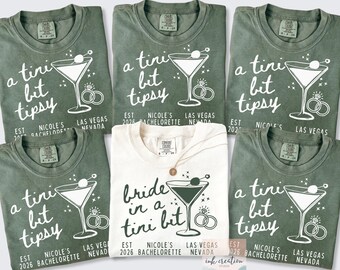 Martini Bachelorette Party Comfort Colors® Shirts, Bride in a Tini Bit Shirt, Custom Martini Bach Party Shirt, Martini Bridal Party Shirt
