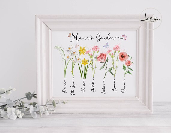 Lienzo personalizado del jardín de las mamás de las flores del mes de  nacimiento, lienzo personalizado