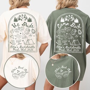 Camp Bachelorette Party Comfort Colors Shirts, Mountain Bride Tee Camp, Lake Themed bach party Tshirt, Custom Hiking Bachelorette Shirts