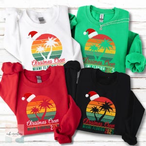 Beach Christmas Family Shirts, Tropical Family Christmas Shirts, Custom Family Christmas 2025 Sweatshirt, Custom Location, Beach Vacation