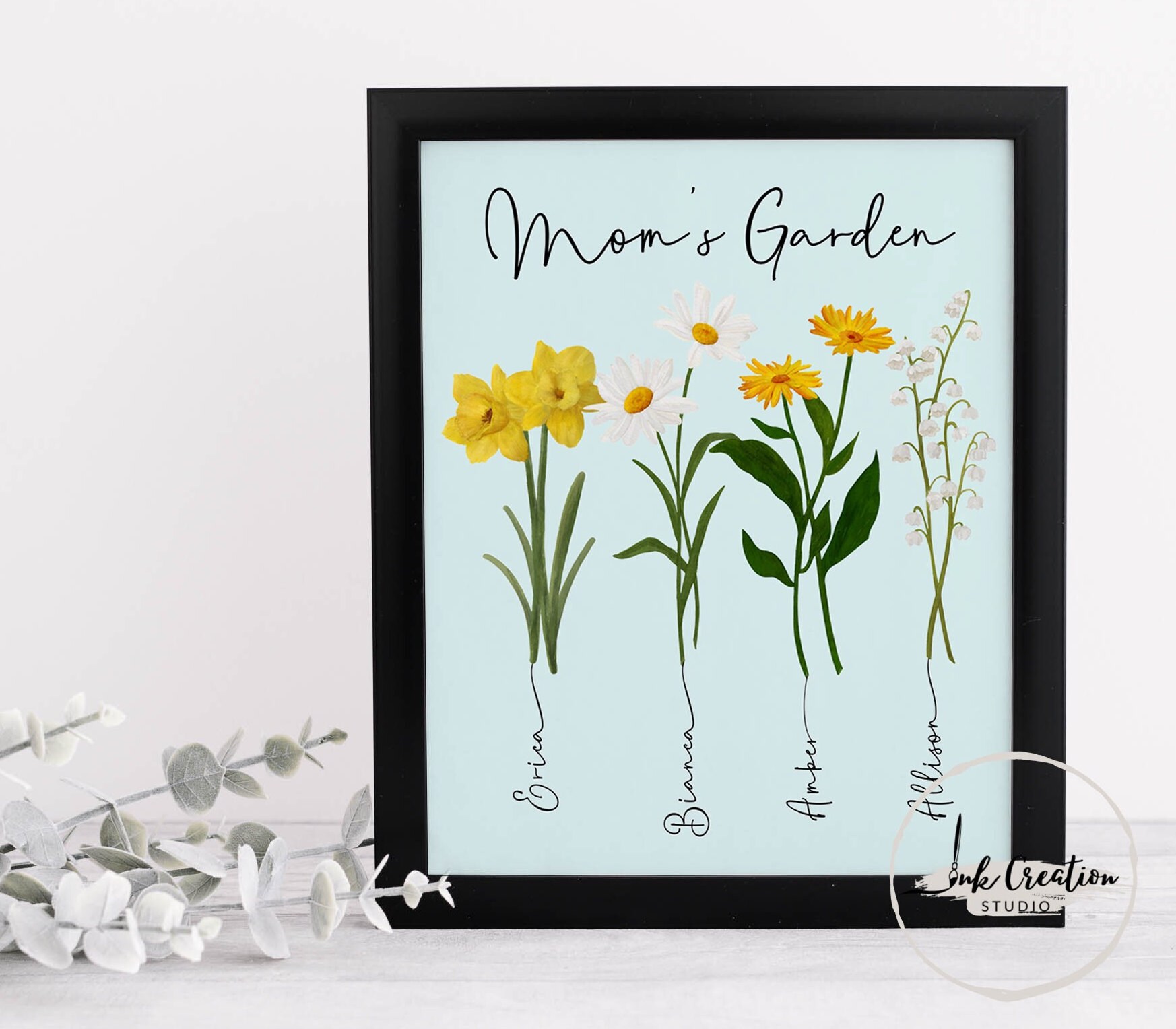 Nana's Garden Canvas With Grandkids Names, Personalized Nana