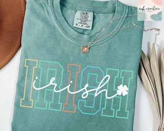 Irish Shamrock Comfort Colors Shirt, Cute St Patricks Day Shirt, Irish Crewneck, Saint Patricks Day Shirt, Womens St Paddys Day, Lucky Shirt