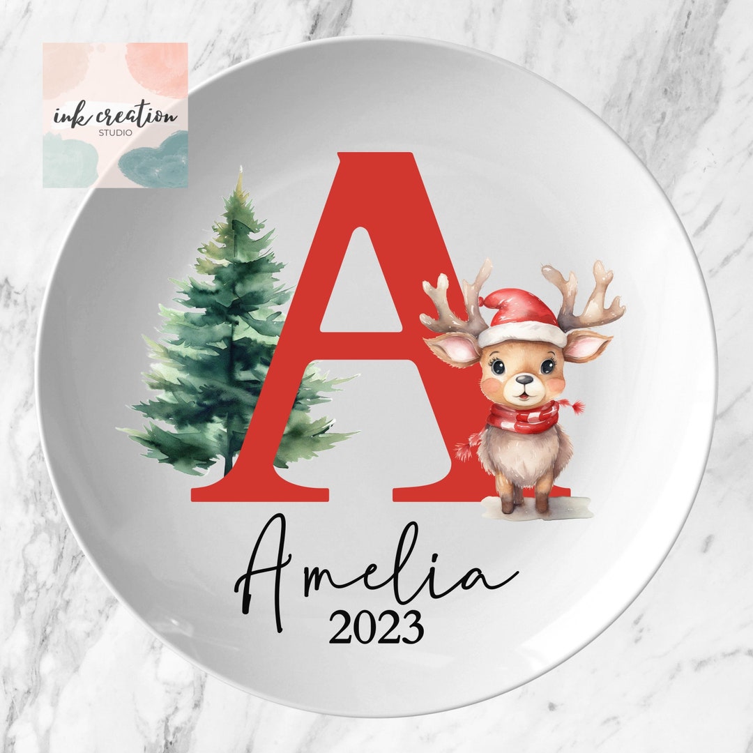 Custom Kids Name Plate Sets With Name, Christmas Plates Sets for Kids