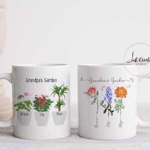 Grandmas Garden Gifts With Grandkids Names, Family Name Watercolor Flowers Personalized Mug, Unique Mother's Day Gift for Grandma, Nana's image 4
