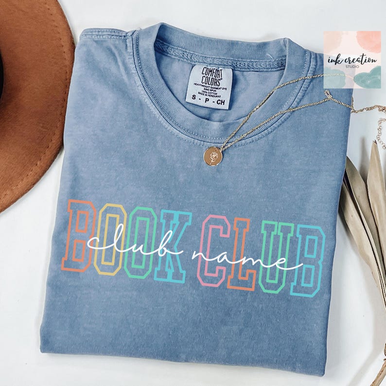 Custom Book Club Comfort Colors Shirt, Book Club Tee, Reading Club Group Shirts, Bookworm Crewneck, Personalized Book Club Gift, Book Lovers Blue Jean